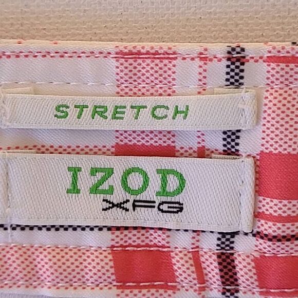 Izod XFG Womens Active Checker Slit Back Pink White Black Mini Skirt Skort Sz 6 - Picture 3 of 15